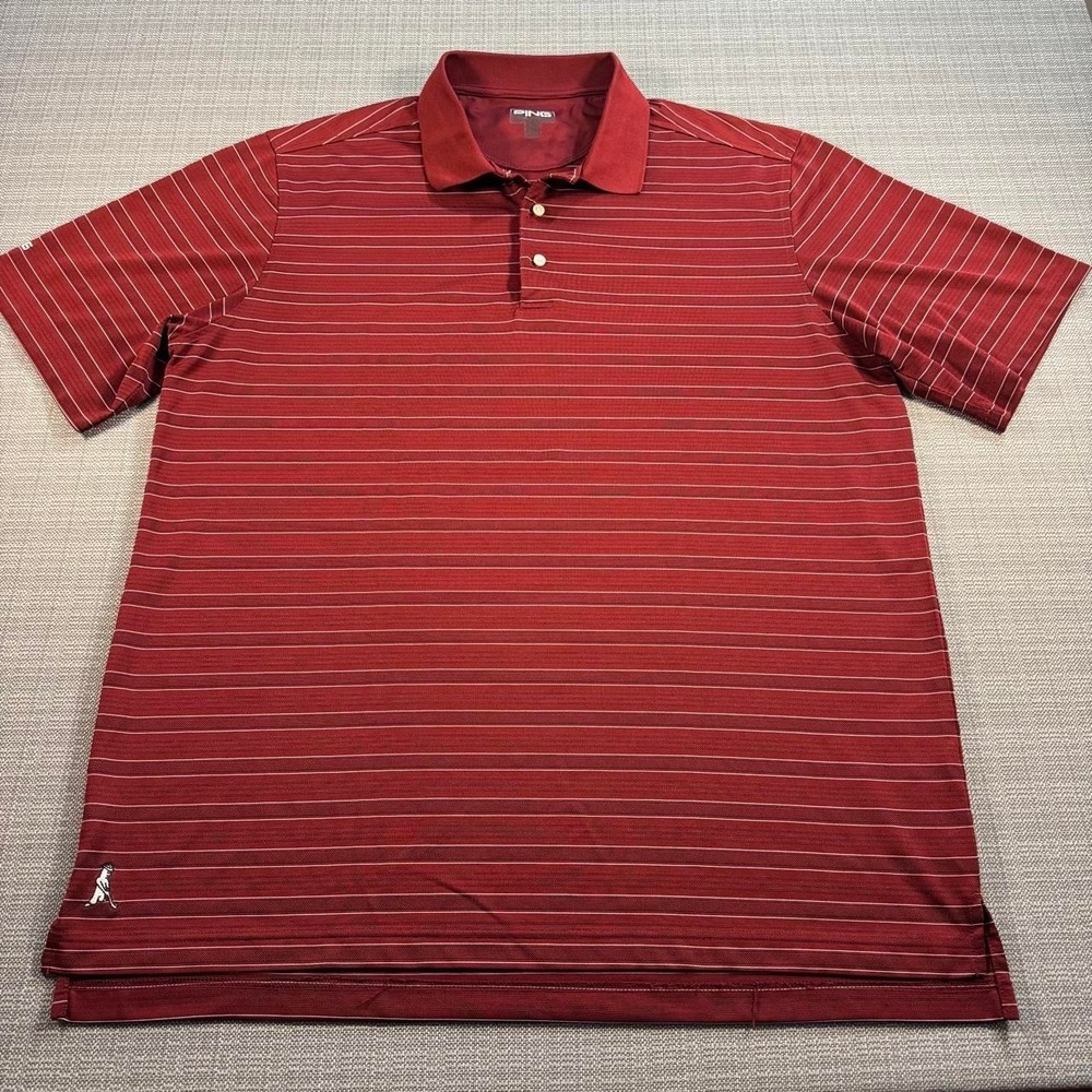 Ping red striped men's polo shirt